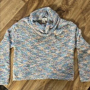 Jessica Simpson Cozy Blue and Cream Turtleneck Sweater